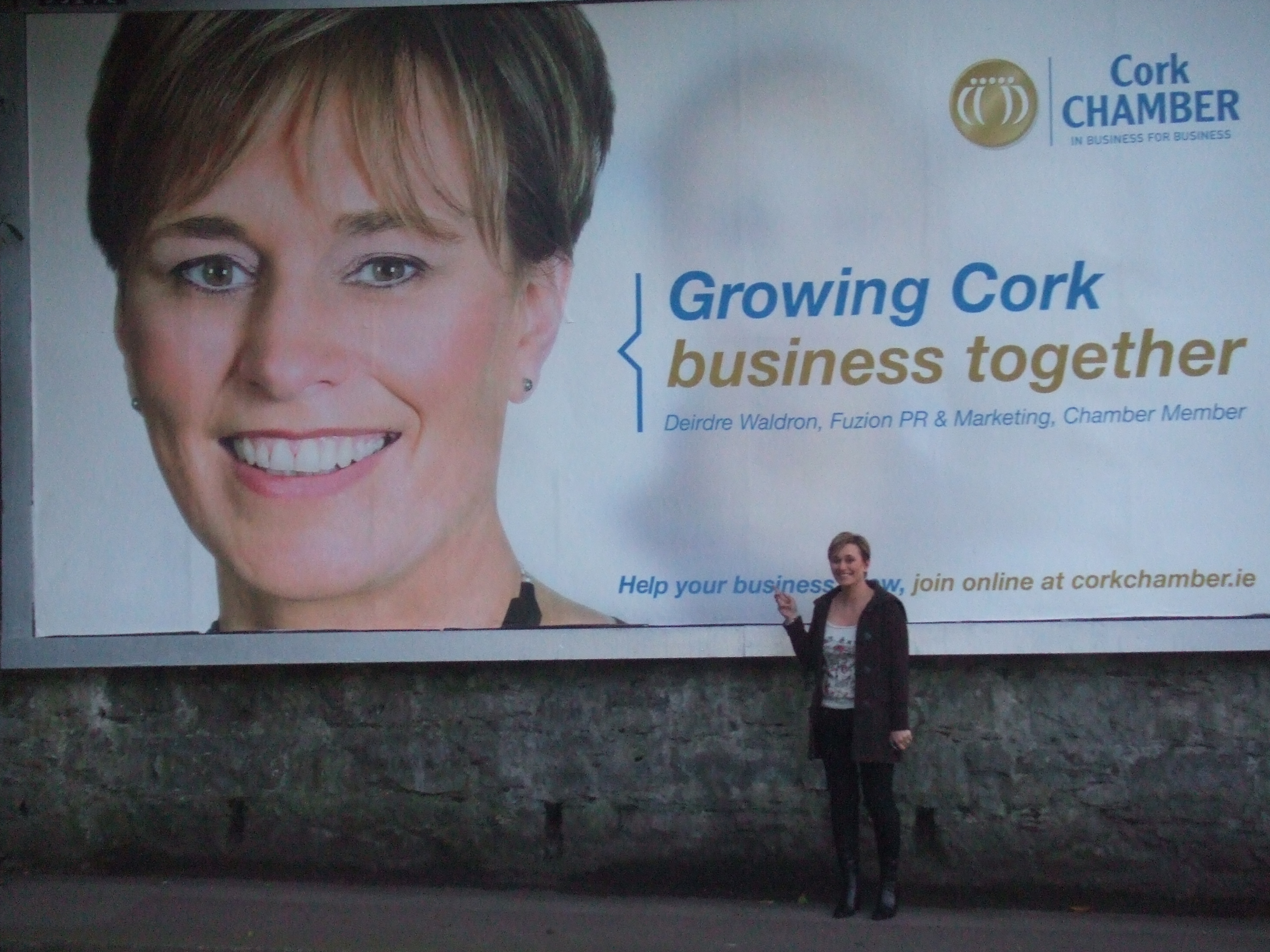 Deirdre Waldron on the Cork Chamber billboard